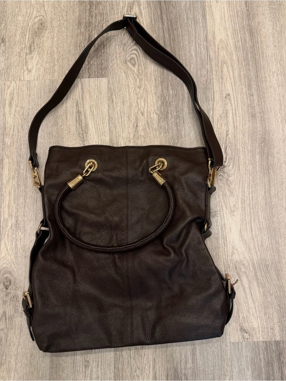 Kristen Bell for Erica Anenberg Brown Leather Convertible Tote Bag